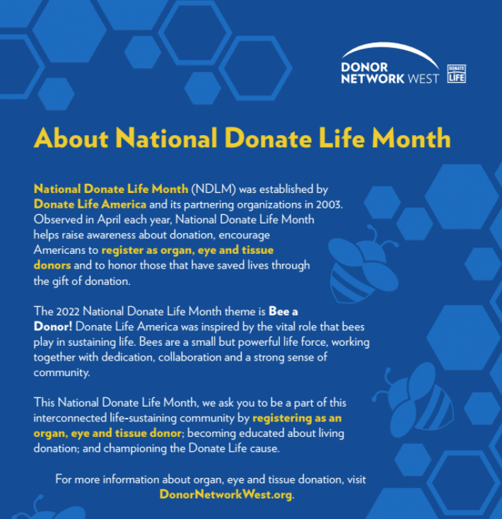 National Donate Life Month Donor Network West