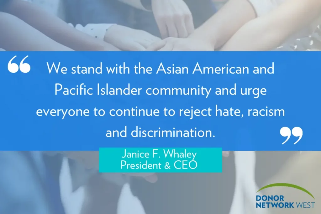 "We stand with the Asian American and Pacific Islander community and urge everyone to continue to reject hate, racism and discrimination 